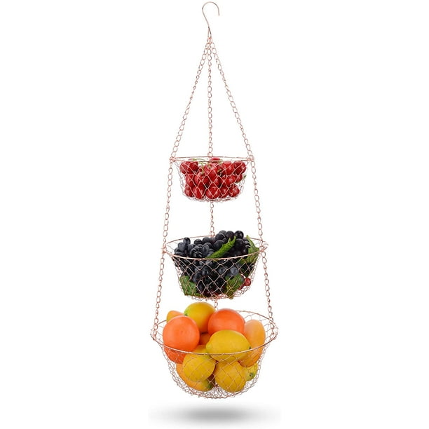 3-Tier Fruit Basket Hanging Baskets for Storage Kitchen Tool Bathroom Organizer 